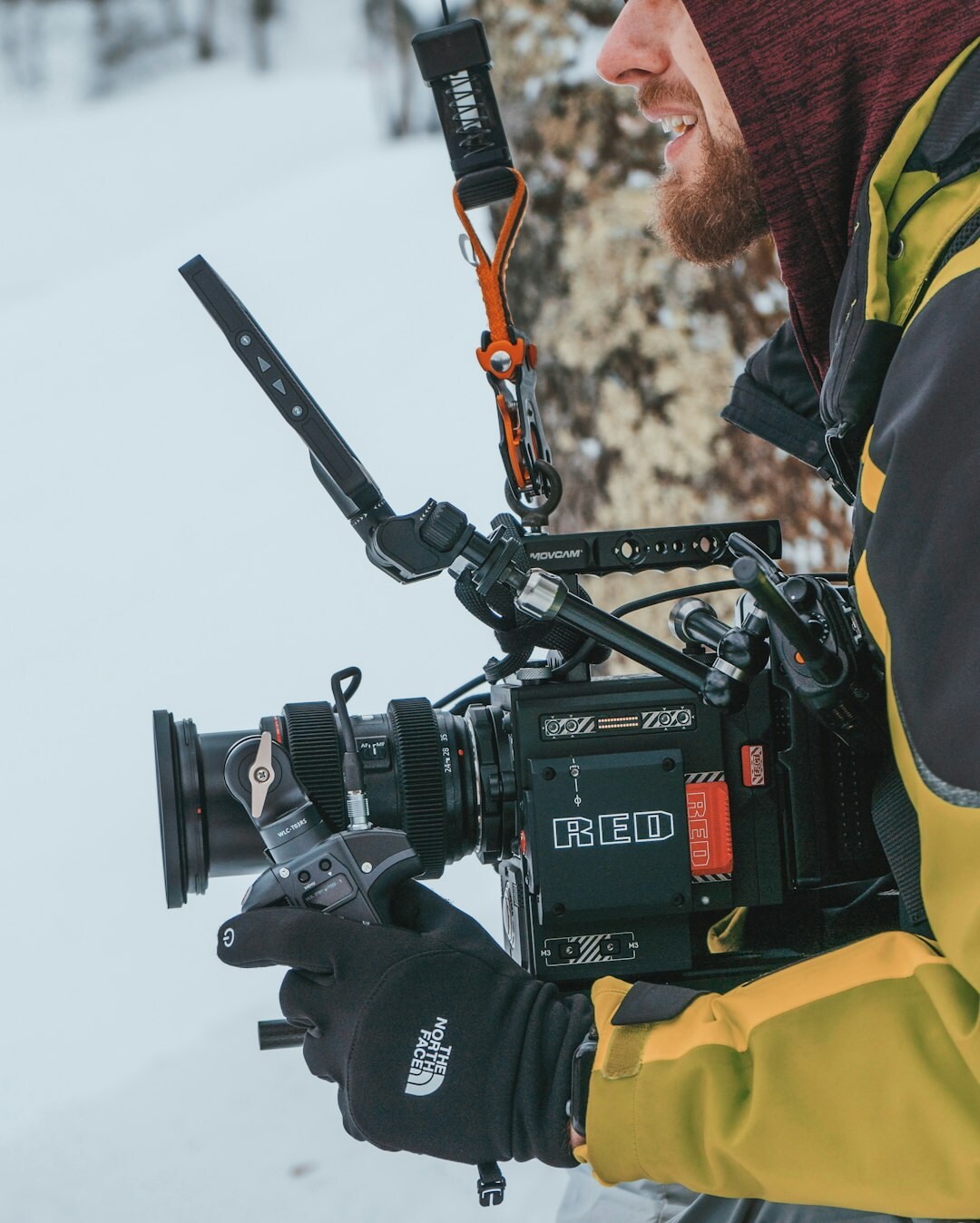 Camera operator filming in a television studio